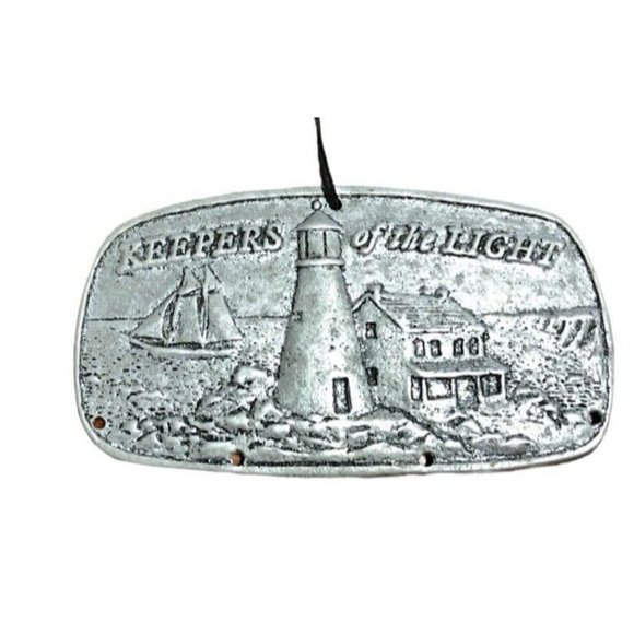 Keepers of the Light Metal Plaque Lighthouse Sailboat Nautical Design Ornament - Picture 1 of 7